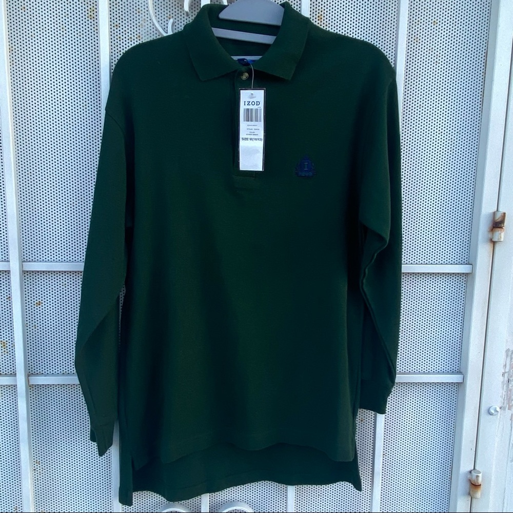 Izod Long Sleeve Polo Shirt Boys Size M (10/12) Regular Green  Z-66145 NWT